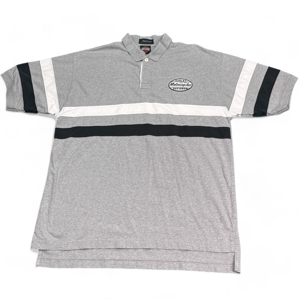 Harley Davidson Polo Shirt Mens Size XL Gray‎ Short Sleeve Embroidered Casual